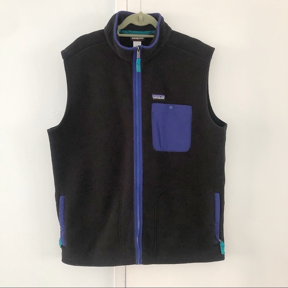 Patagonia Other - PATAGONIA black/blue zipper sweater fleece vest XL